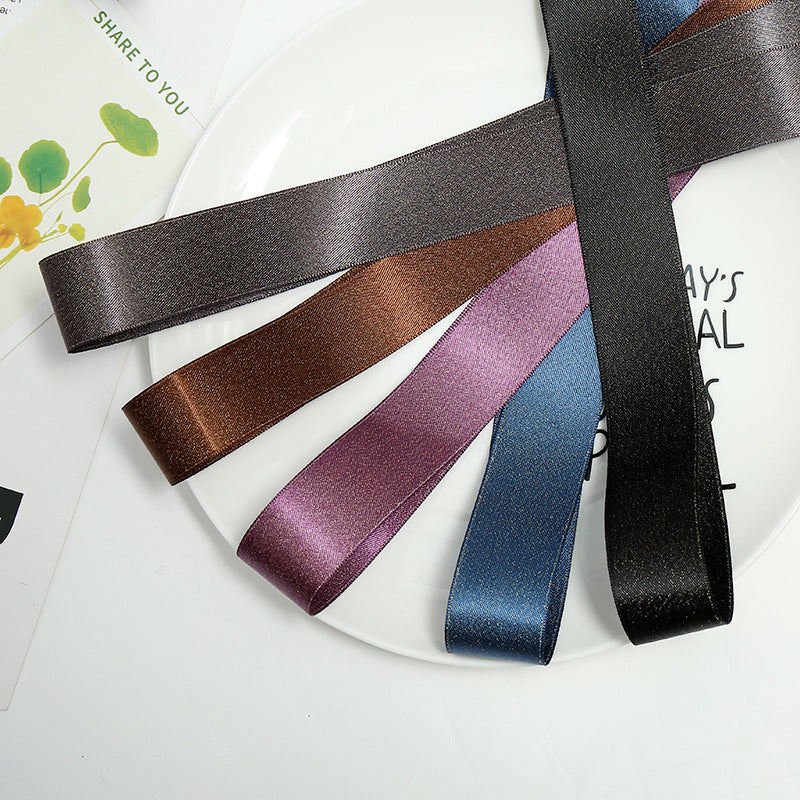 Depotnaro Double-Sided Metallic-Finish Gift Ribbon - 5 Rolls - Dark-Toned Set - View 2