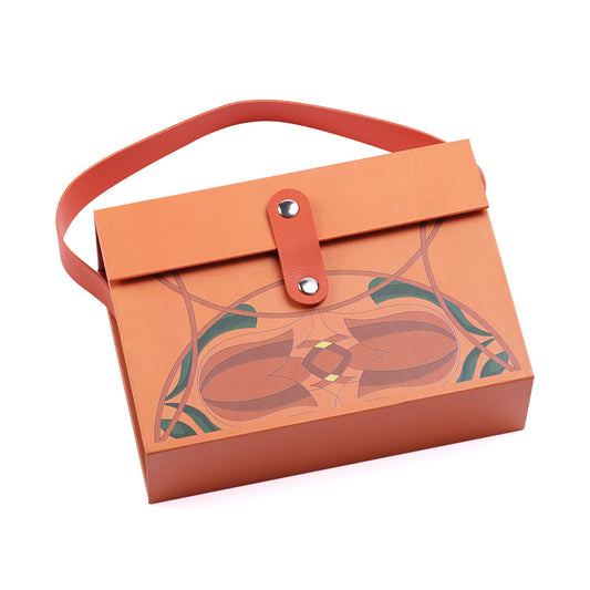 Depotnaro PU Leather Gift Box with Handle and Snap Closure - View 1