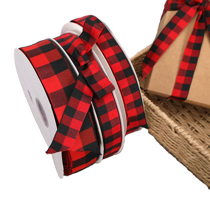 Depotnaro Red Plaid Polyester Gift Ribbon - 4 Rolls - View 2