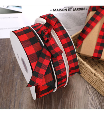Depotnaro Red Plaid Polyester Gift Ribbon - 4 Rolls - View 1