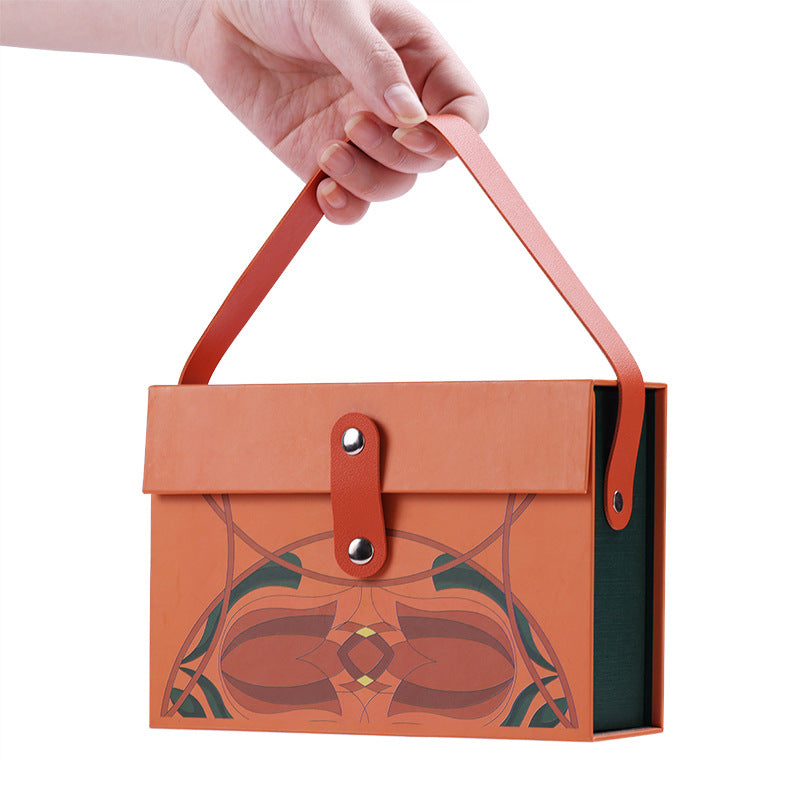 Depotnaro PU Leather Gift Box with Handle and Snap Closure - View 3