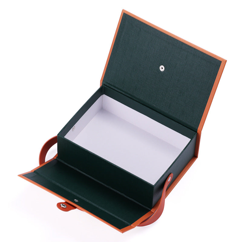Depotnaro PU Leather Gift Box with Handle and Snap Closure - View 2
